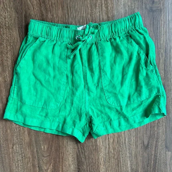 C&C CALIFORNIA Linen High Waist Kelly Green Shorts Elastic Coastal Casual | Sz S - Picture 3 of 8